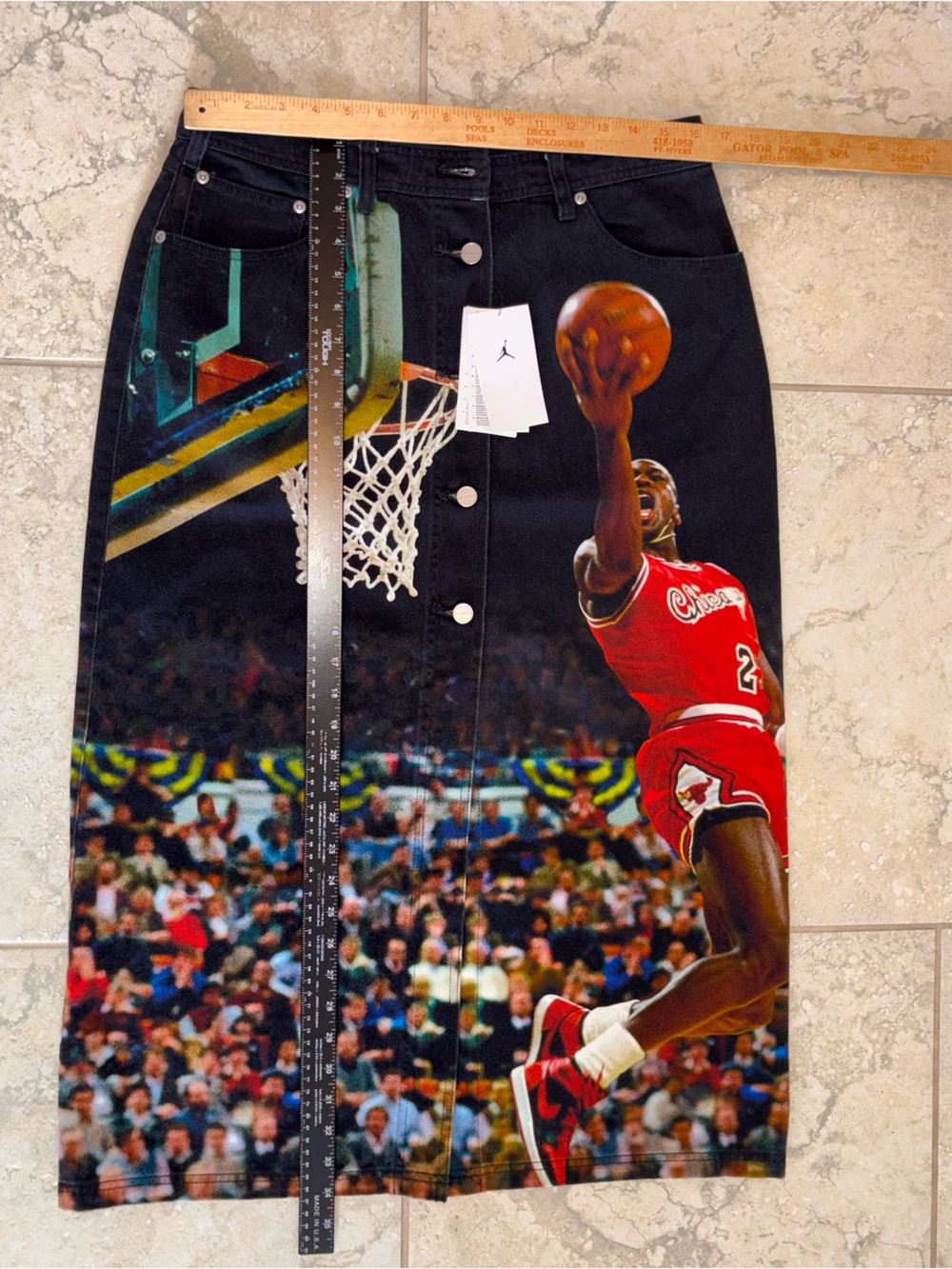 Jordan Black Maxi Skirt with Red Basketball Graphics - Picture 3 of 5